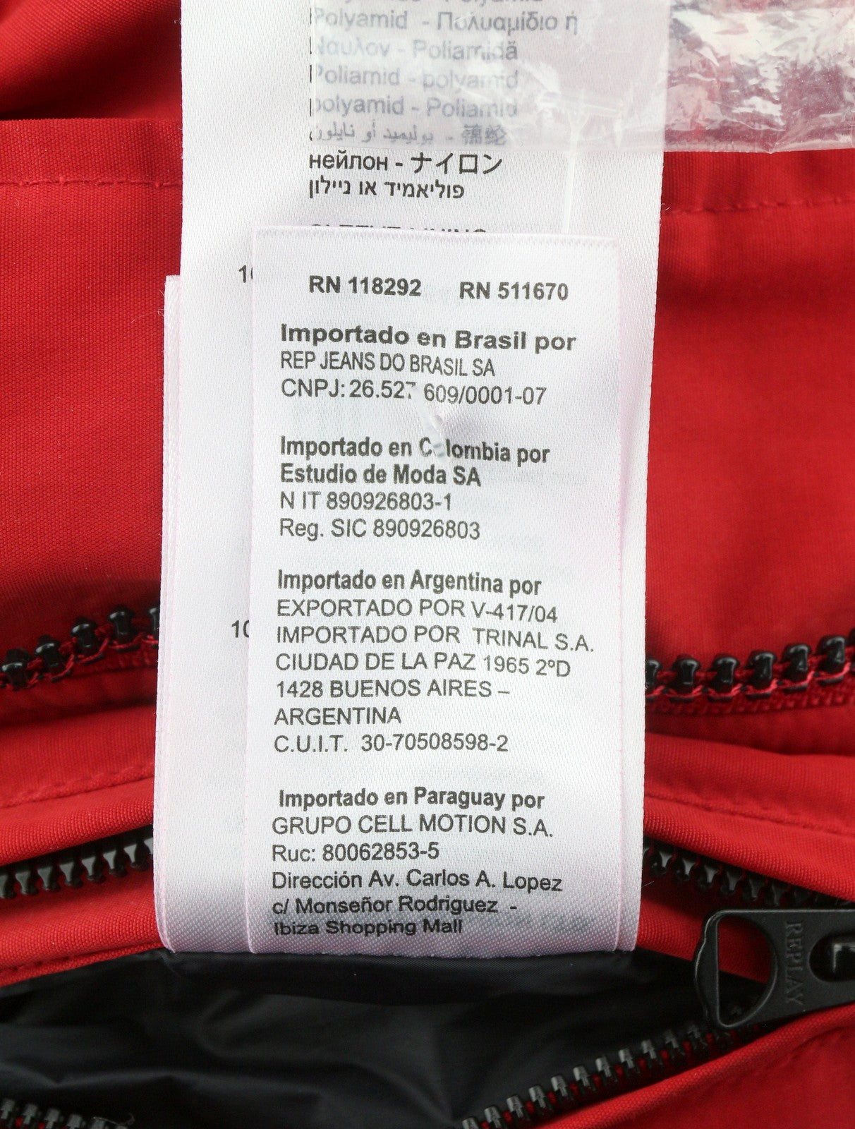 REPLAY M8869 Men Jacket XL Red Hooded Padded Full Zip Mid Length Parka
