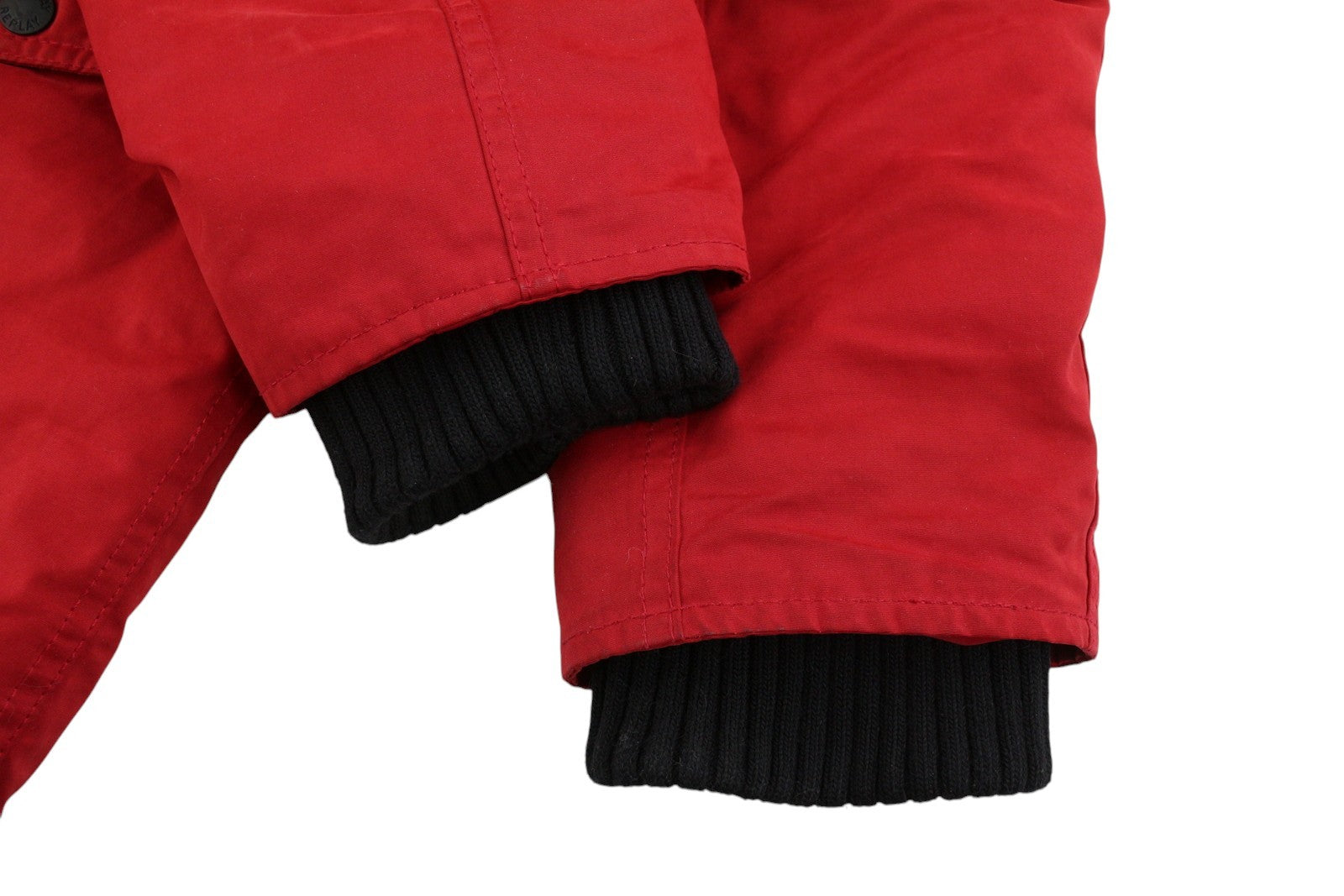 REPLAY M8869 Men Jacket XL Red Hooded Padded Full Zip Mid Length Parka