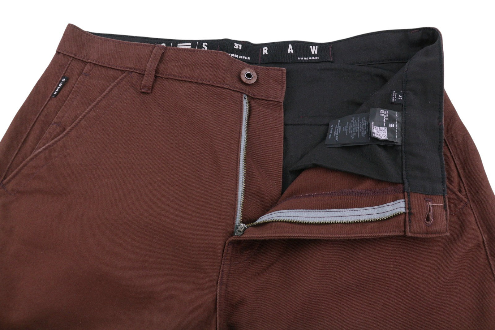 G-STAR Boyfriend Tapered Chino Men Trousers W31 Brown Cropped Zip Fly