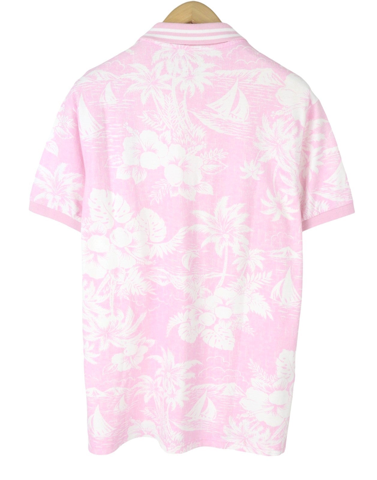 AMERICAN EAGLE OUTFITTERS Men Polos L Pink Floral Pattern Short Sleeves