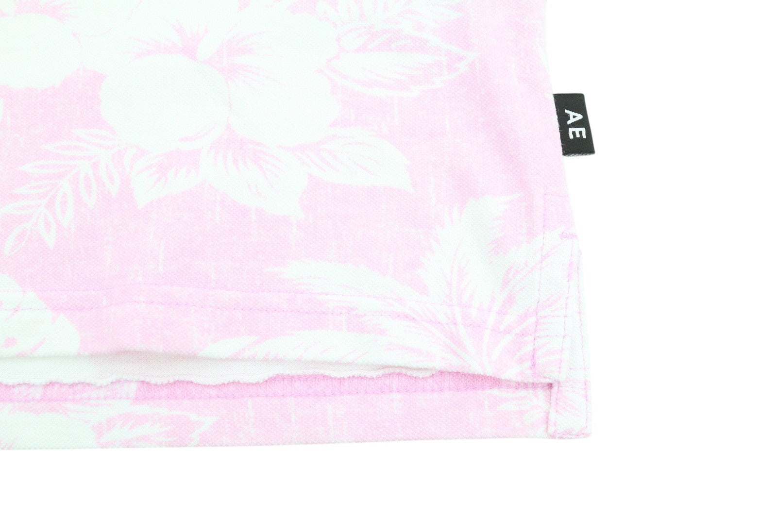 AMERICAN EAGLE OUTFITTERS Men Polos L Pink Floral Pattern Short Sleeves