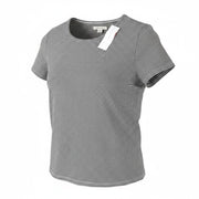 AMERICAN EAGLE OUTFITTERS Women T-Shirt M Black Plaid Pattern Crew Short Sleeve