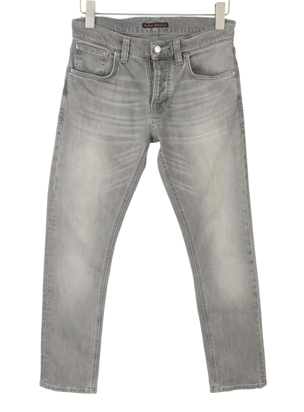 NUDIE JEANS Grim Tim Men Jeans W30/L30 Grey Wave Organic Whiskers Faded Slim