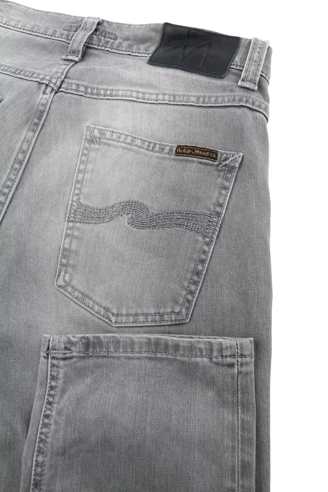 NUDIE JEANS Grim Tim Men Jeans W30/L30 Grey Wave Organic Whiskers Faded Slim