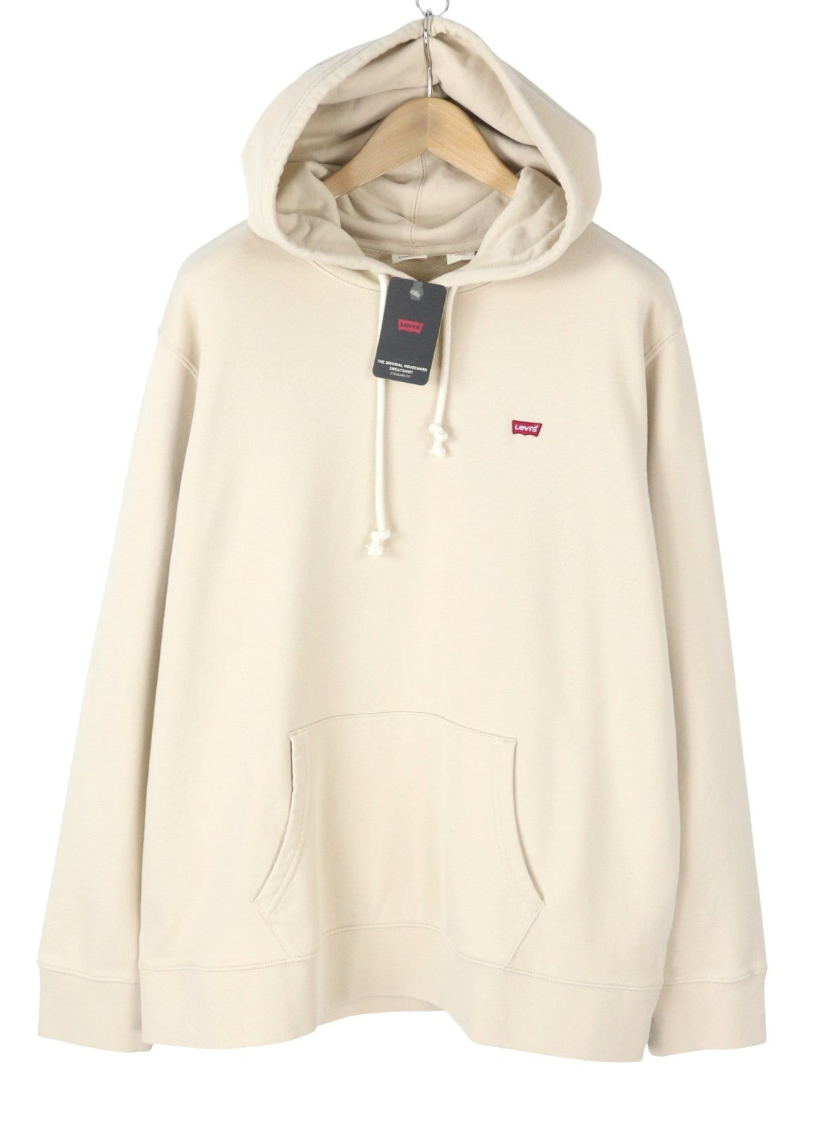 LEVI'S Standard Fit Men Hoodie XL Beige Kangaroo Pocket Pull On