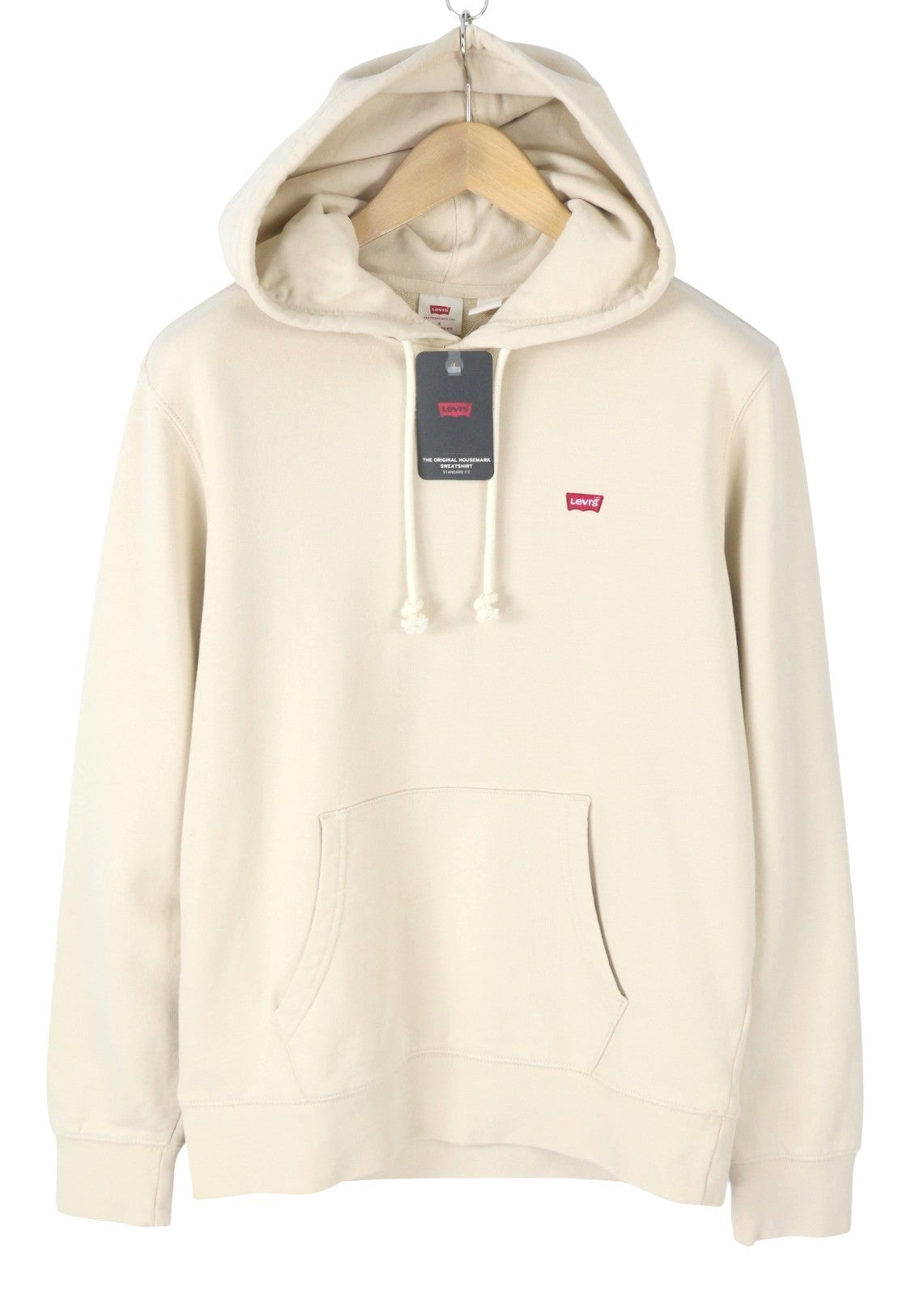 LEVI'S Standard Fit Men Hoodie S Beige Kangaroo Pocket Pull On