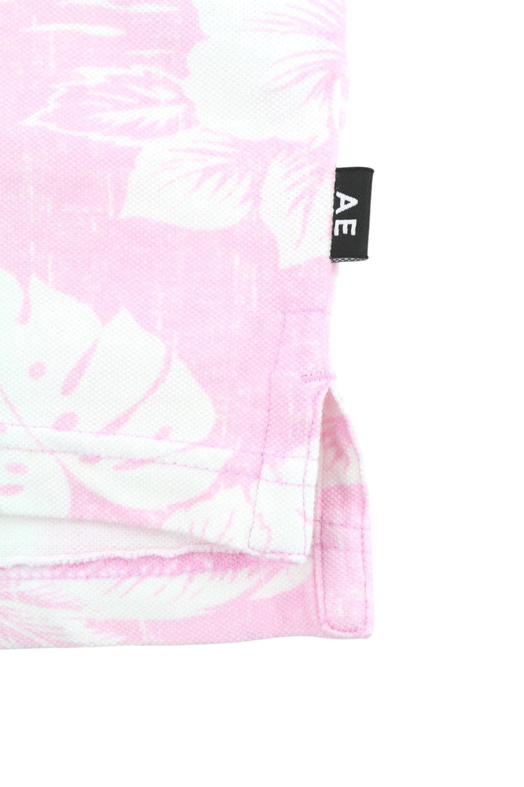 AMERICAN EAGLE OUTFITTERS Men Polos M Pink Floral Pattern Short Sleeves