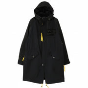 DIESEL Men Jacket 2XL Black Drawstring Waist Hooded Mid Length Parka