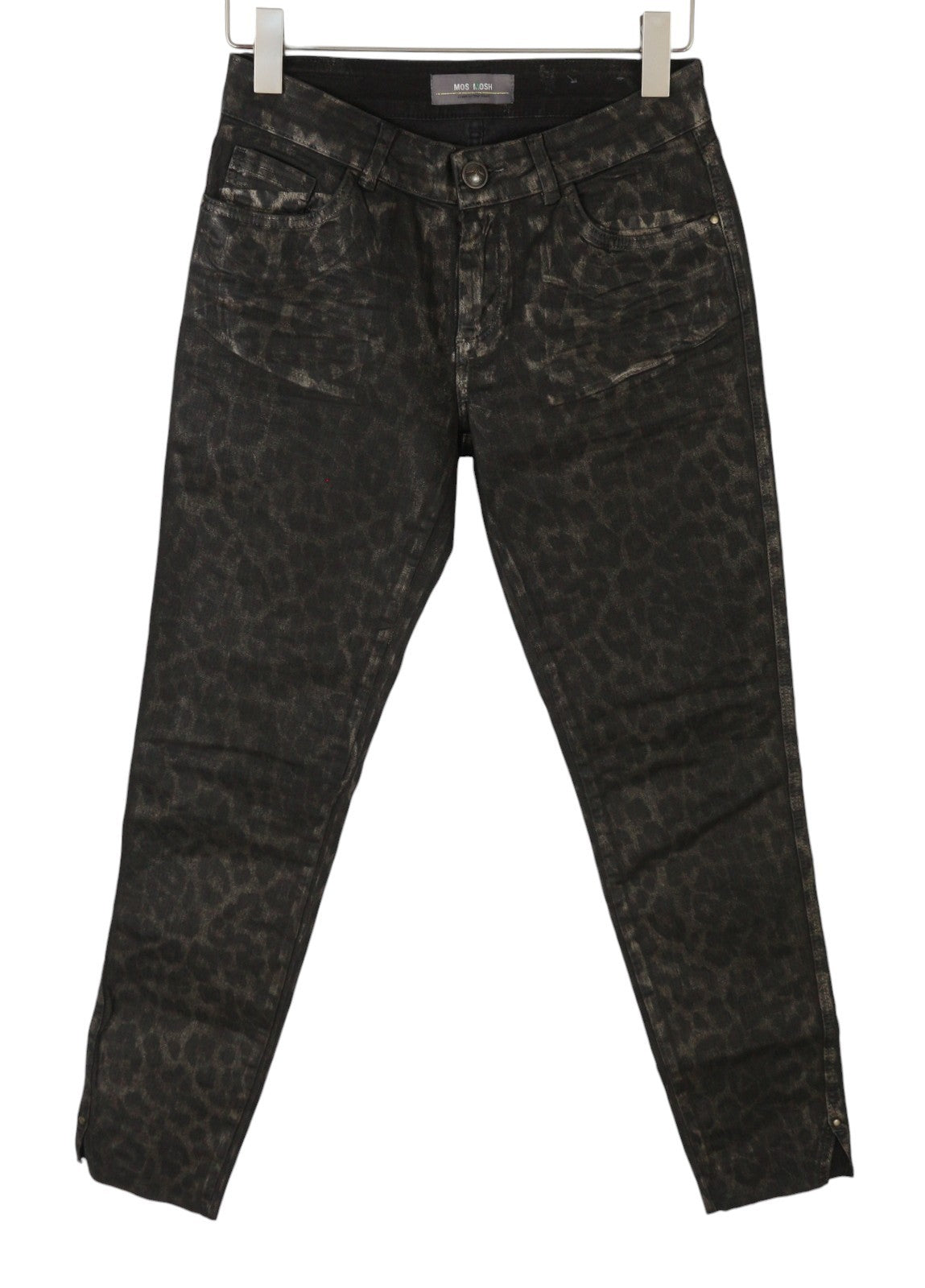 MOS MOSH Summer Animal Coated Women Jeans W26 Black Leopard Print Slim Fit