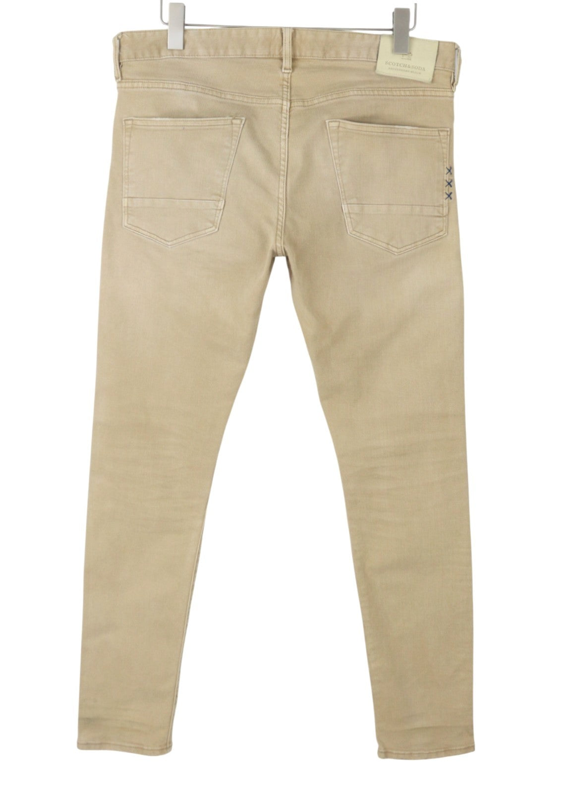 SCOTCH & SODA Ralston Men Jeans W32/L34 Beige Whiskers Faded Button Fly Slim Fit