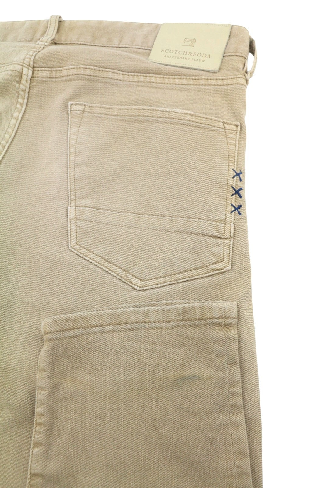 SCOTCH & SODA Ralston Men Jeans W32/L34 Beige Whiskers Faded Button Fly Slim Fit