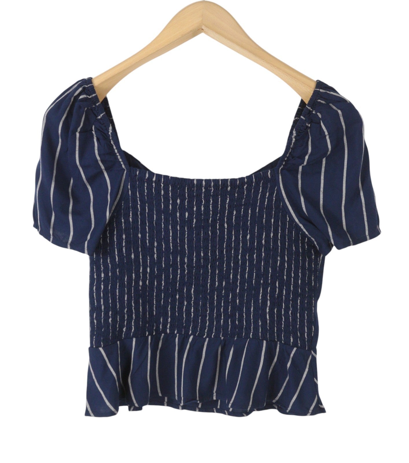 AMERICAN EAGLE OUTFITTERS Women Blouse XL Dark Blue Striped Short Sleeved