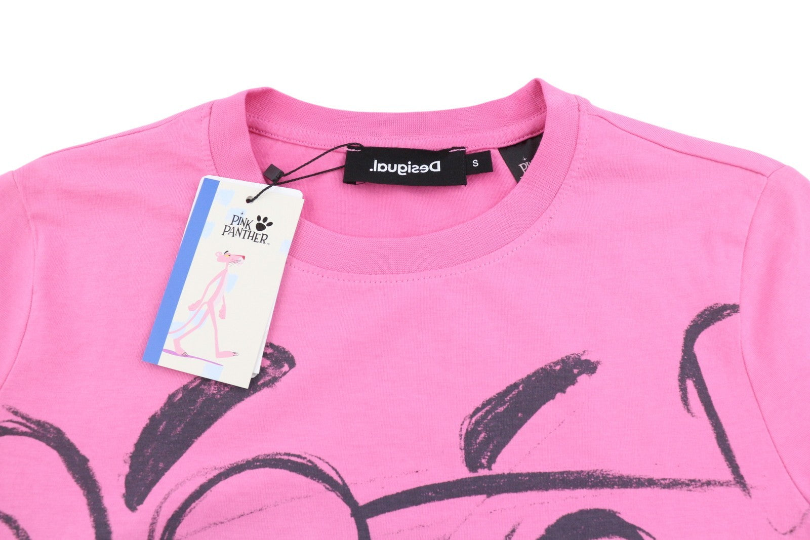 DESIGUAL x Pink Panther Women T-Shirt S Tricot Crew Neck Short Sleeved