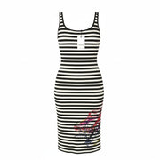 DESIGUAL Mariscal Carpark Women Dress L Striped Ribbed Sleeveless