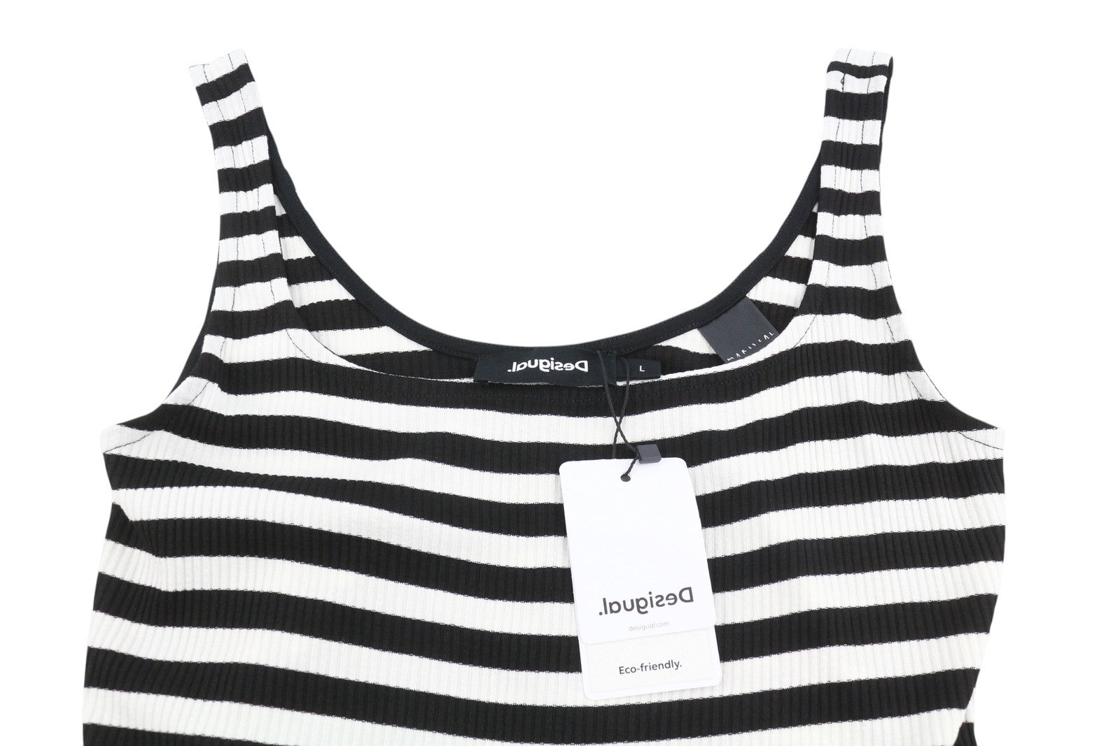 DESIGUAL Mariscal Carpark Women Dress L Striped Ribbed Sleeveless