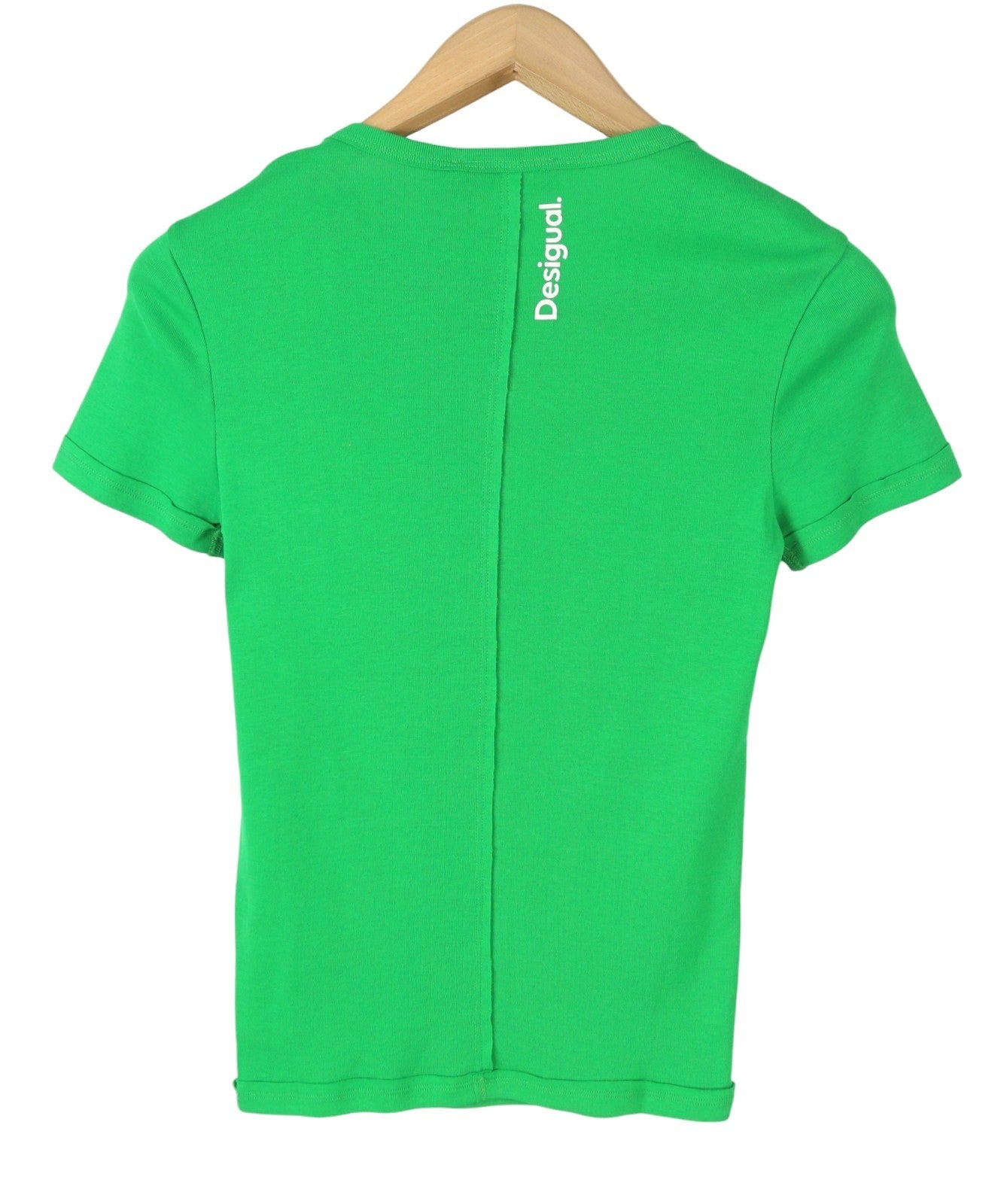 DESIGUAL TS Life Women T-Shirt S Green Tricot Crew Neck Short Sleeve