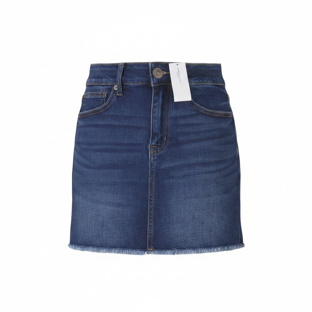 AMERICAN EAGLE OUTFITTERS Hi-Rise Mini Women Skirt UK8 W26 Blue Faded Stretch