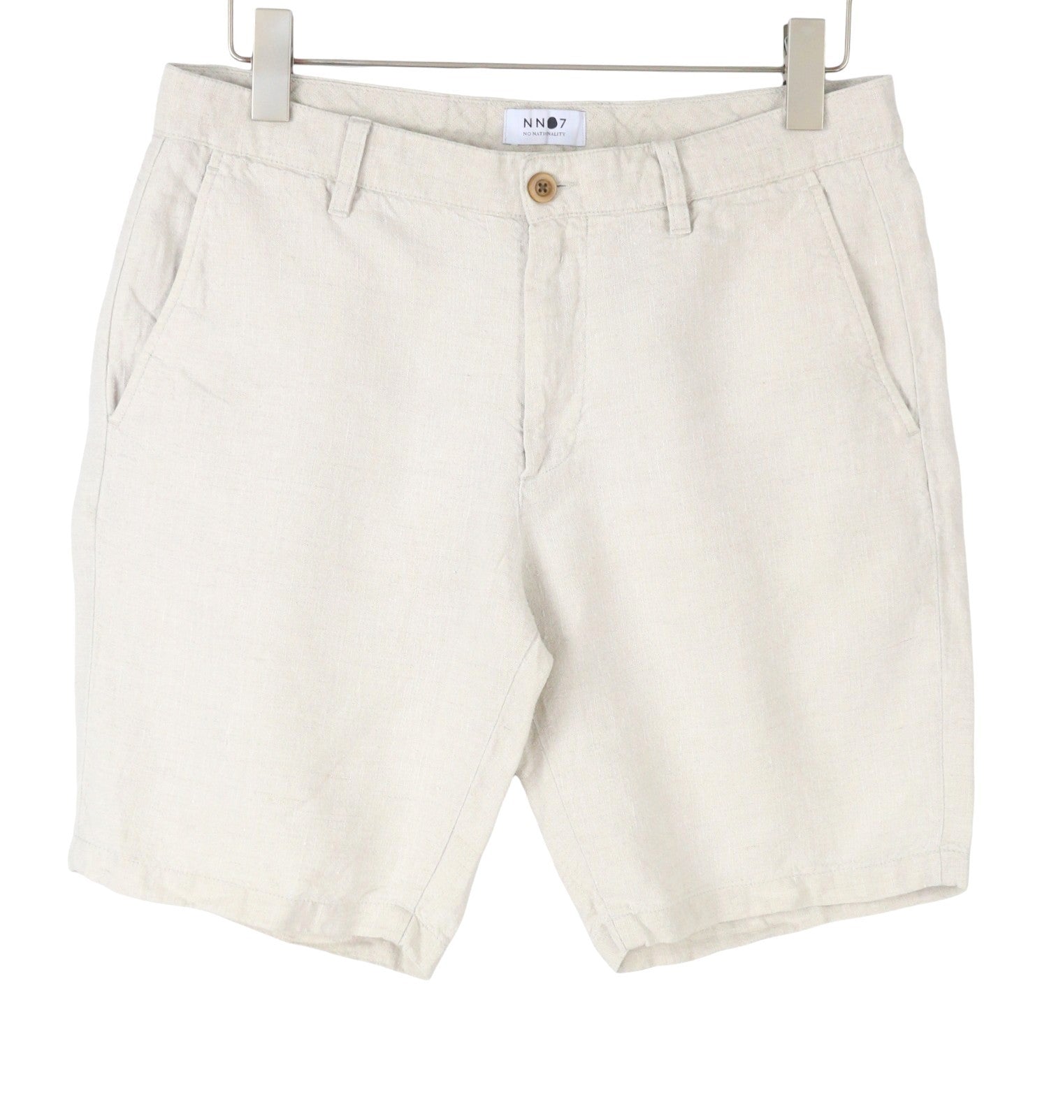 NO NATIONALITY NN07 Crown Men Shorts W31 Grey Linen Zip Fly Casual