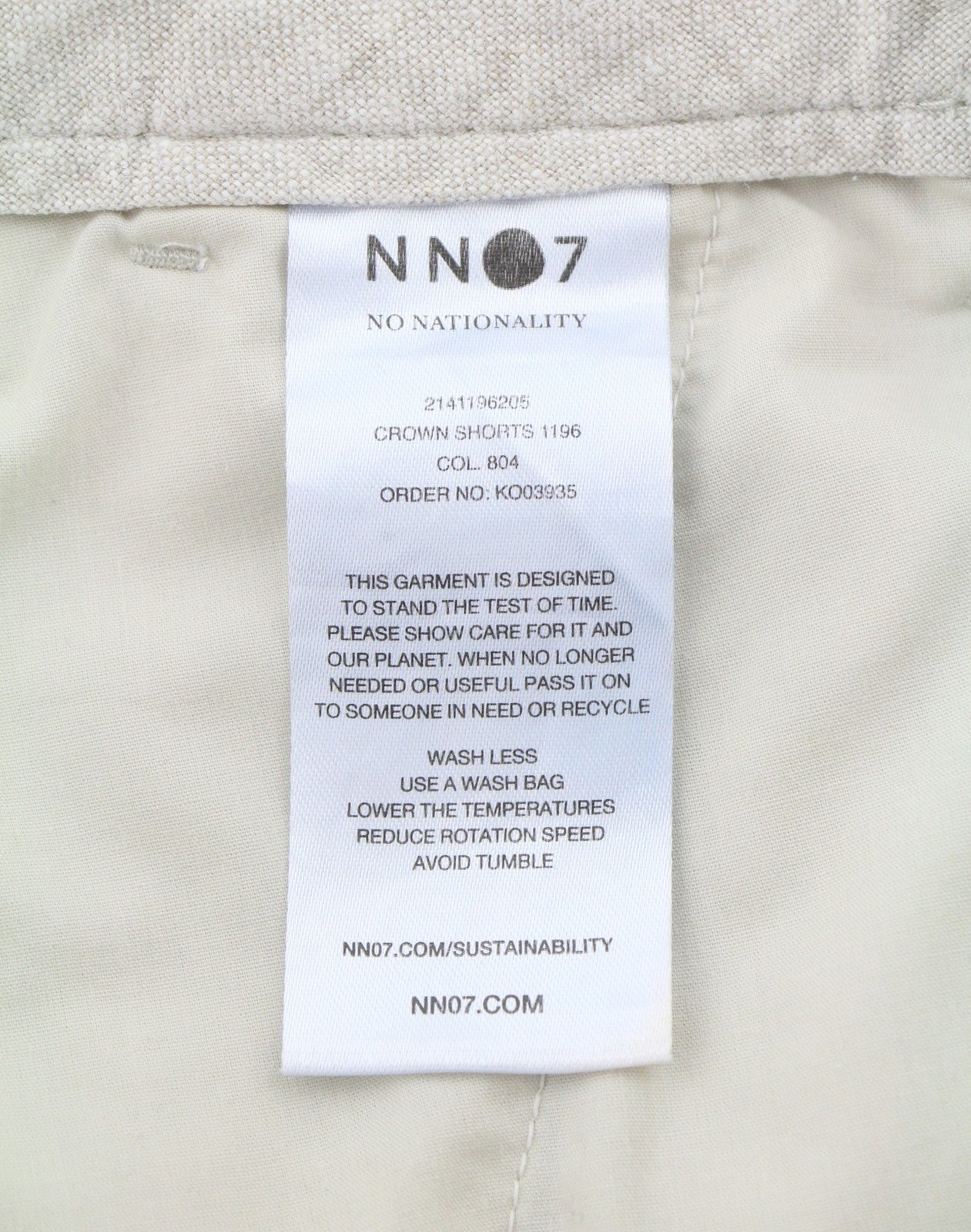 NO NATIONALITY NN07 Crown Men Shorts W31 Grey Linen Zip Fly Casual