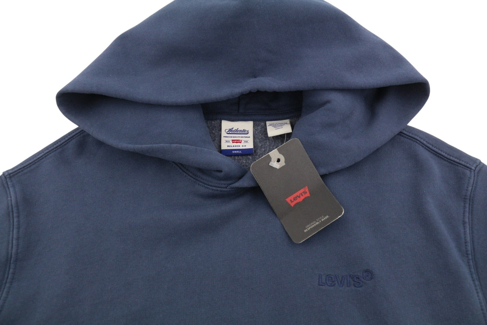 LEVI'S Relaxed Fit Men Hoodie S Dark Blue Kangaroo Pocket Pull On