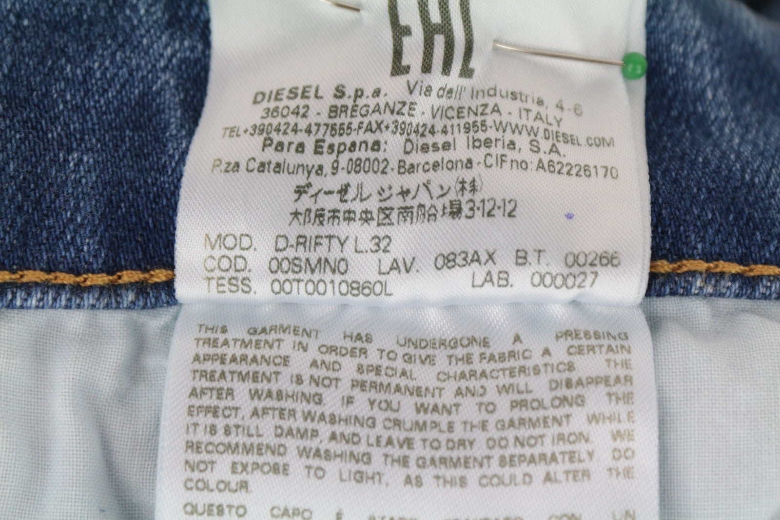 DIESEL D-Rifty 083AX Women Jeans W25/L32 Slim Blue Cotton Stretch Low Waist