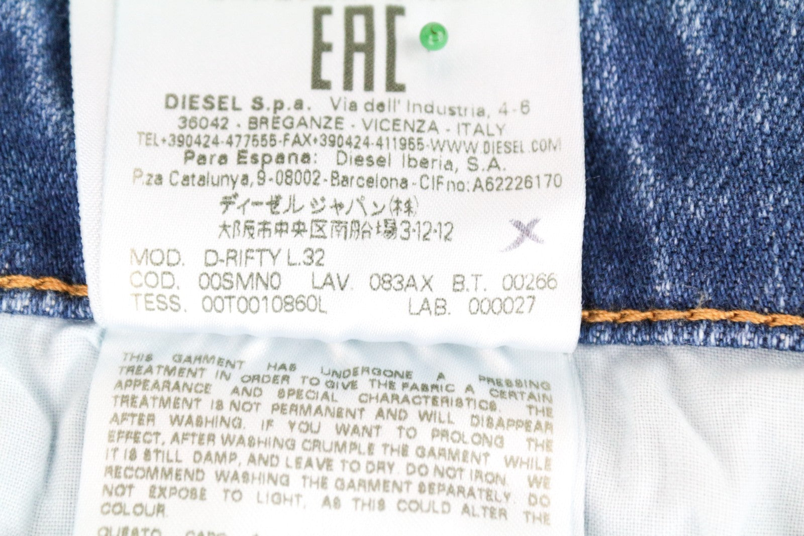 DIESEL D-Rifty 083AX Women Jeans W26/L32 Slim Blue Cotton Stretch Low Waisted