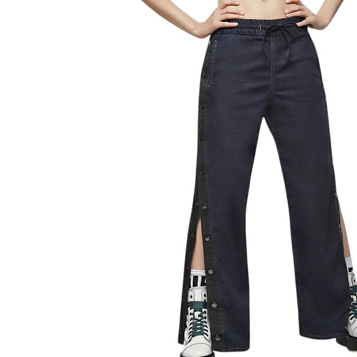 DIESEL Abbie-Ne 069AW Women Jeans W27 Sweat Jogg Wide Blue Cotton Stretch