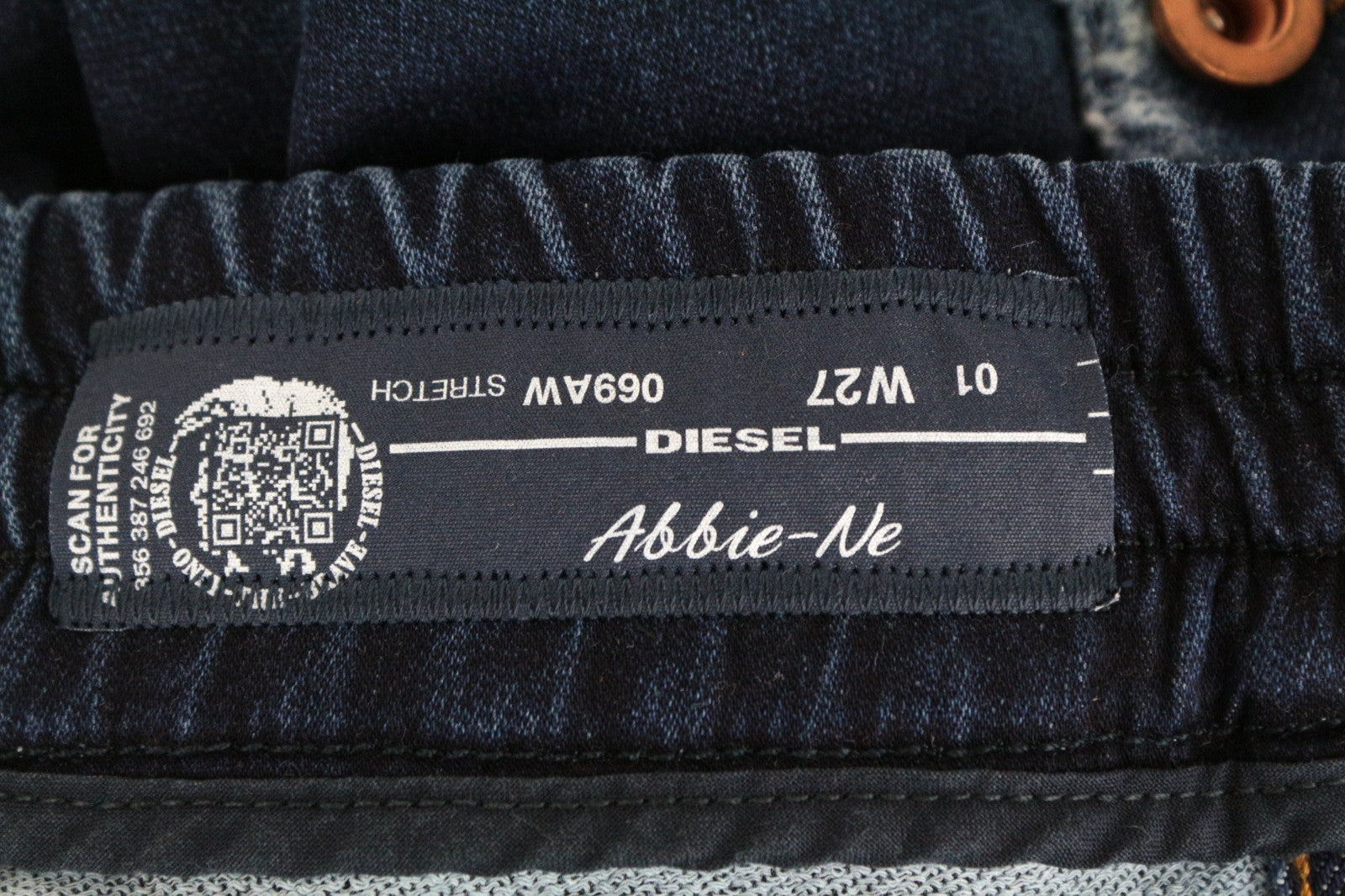 DIESEL Abbie-Ne 069AW Women Jeans W27 Sweat Jogg Wide Fit Blue Cotton Stretch