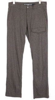 RICHMOND Men Trousers 48 Brown Wool Blend Button-Fly Flat Front Casual Stretch