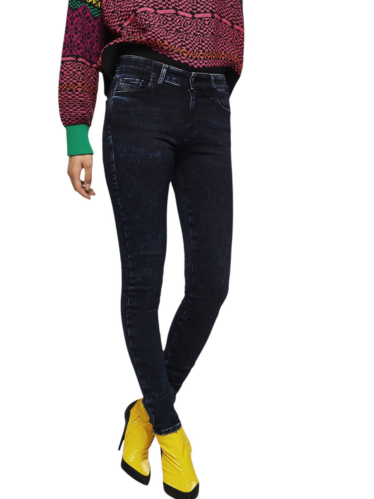 DIESEL Slandy-High 082AU Women Jeans W25/L32 Super Skinny Dark Blue Stretch