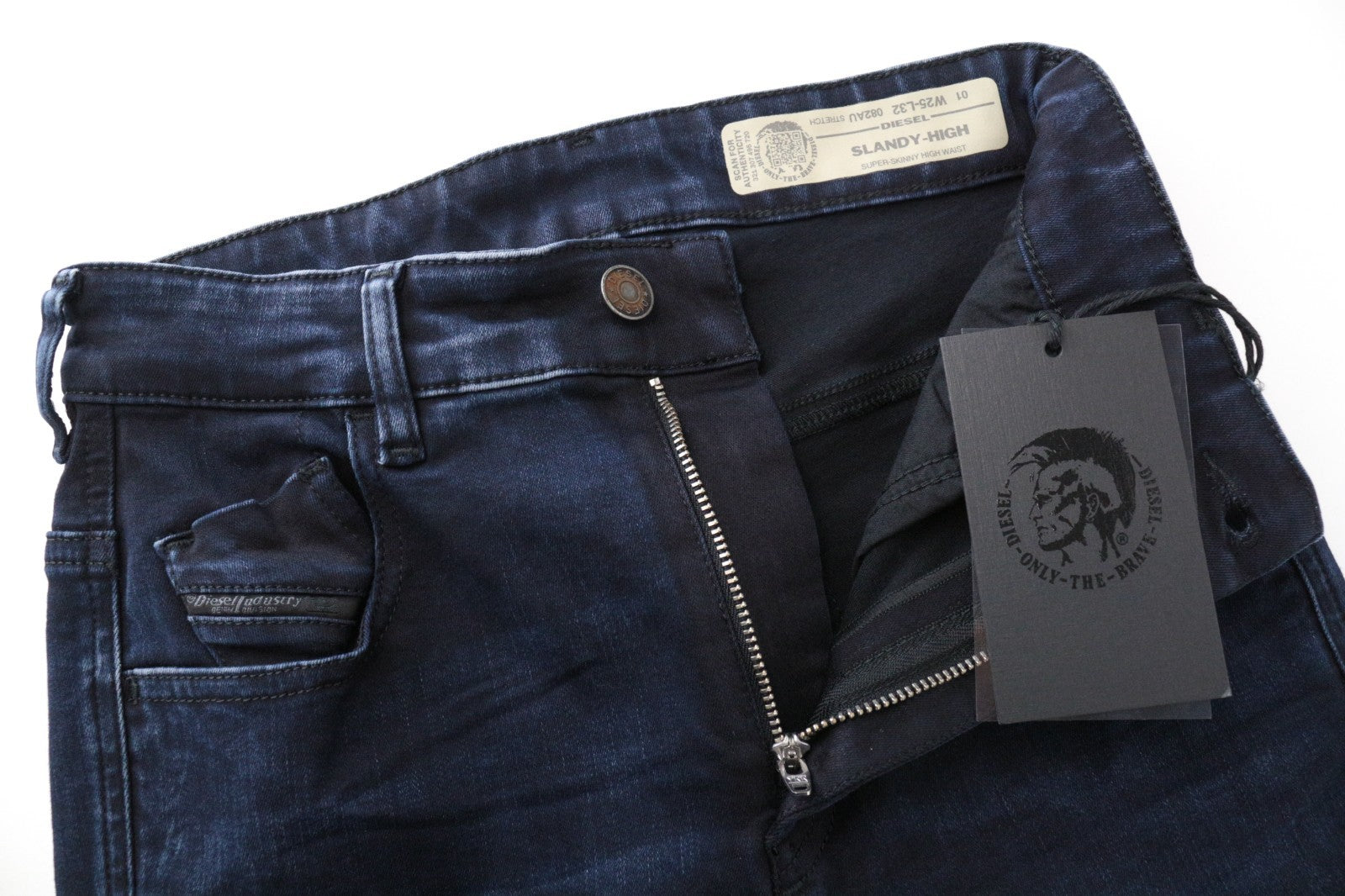 DIESEL Slandy-High 082AU Women Jeans W25/L32 Super Skinny Dark Blue Stretch