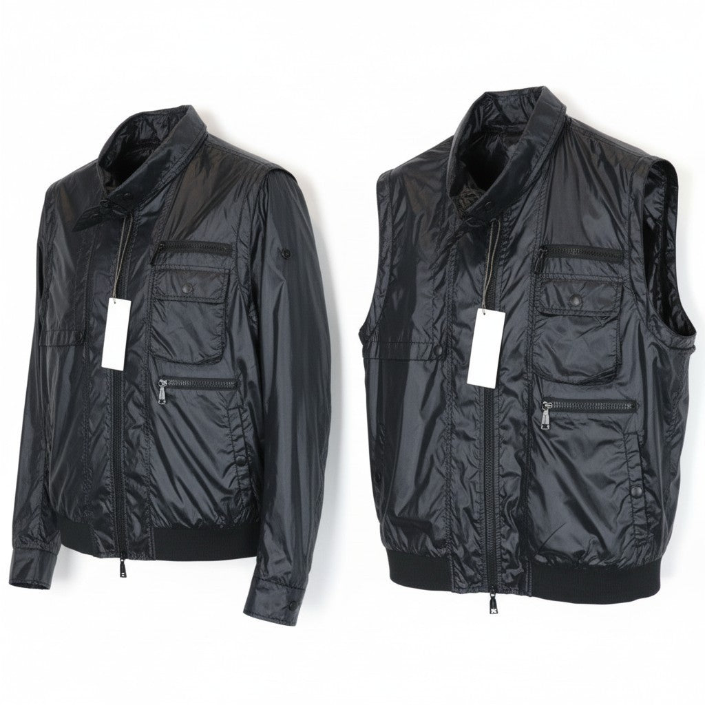 Marineblaue Nylonjacke