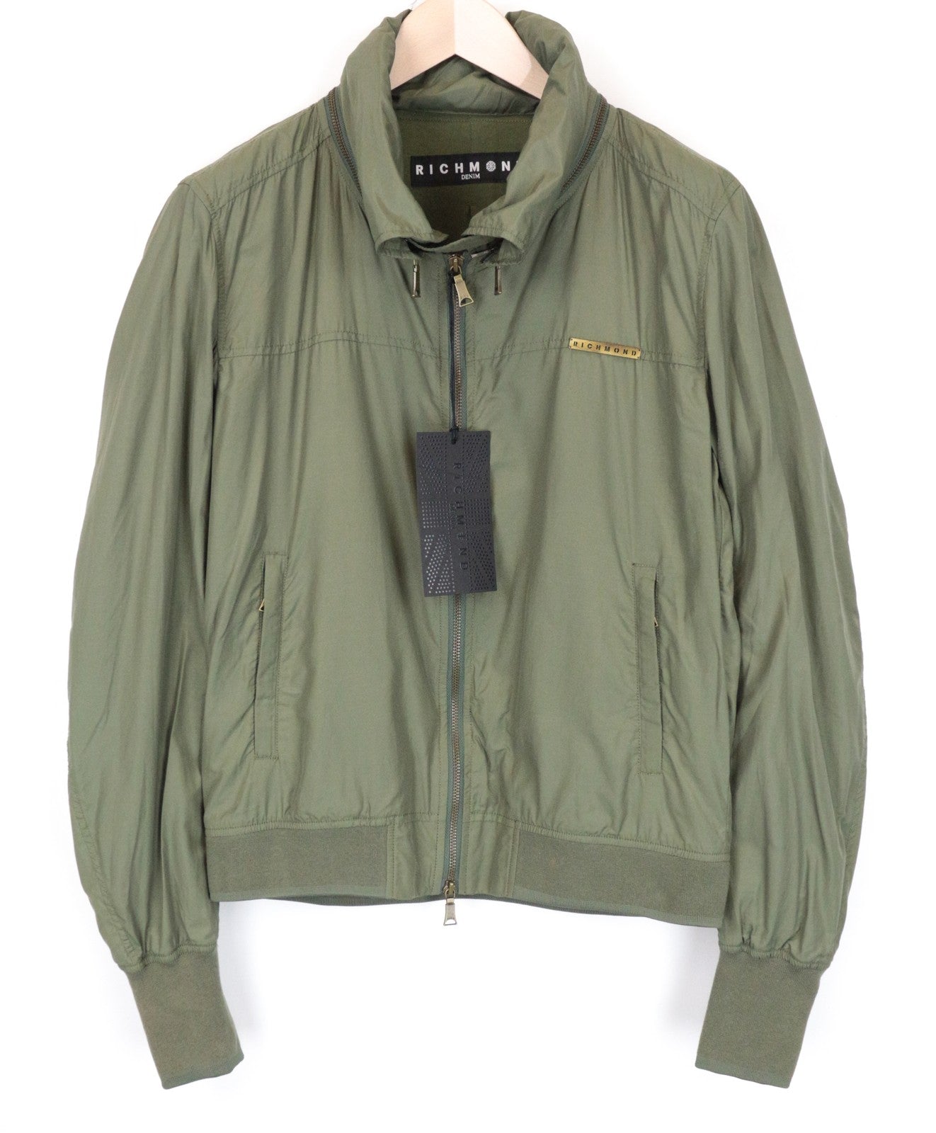 RICHMOND Men Jacket 48 M Green Single-Breasted Lightweight Long Sleeved Casual