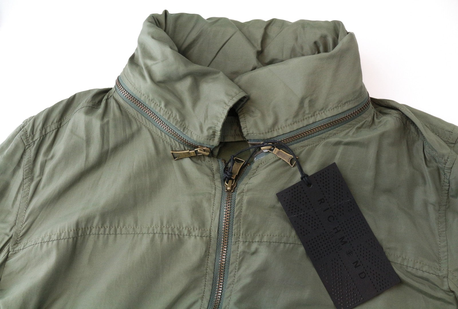 RICHMOND Men Jacket 48 M Green Single-Breasted Lightweight Long Sleeved Casual