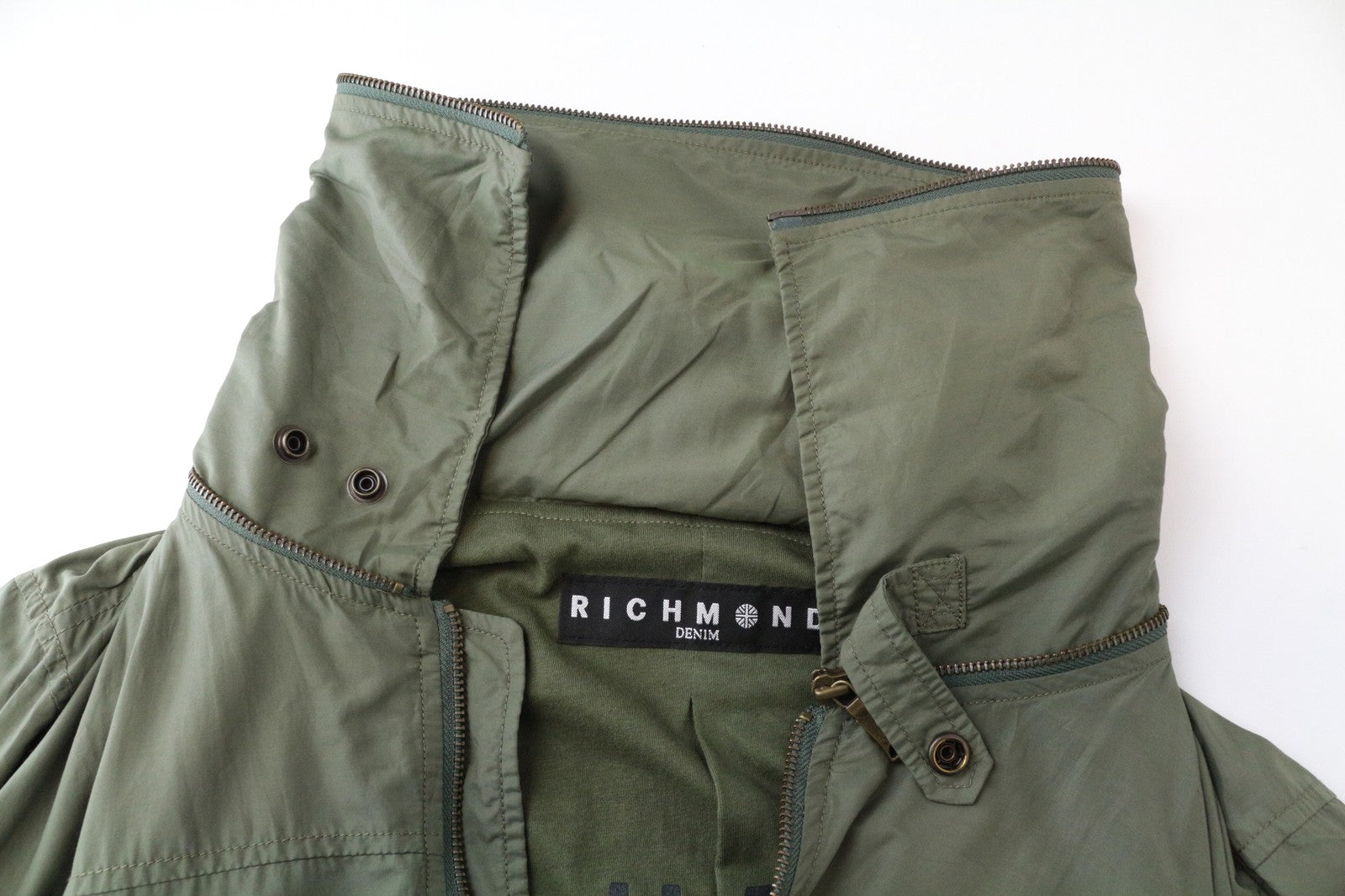RICHMOND Men Jacket 48 M Green Single-Breasted Lightweight Long Sleeved Casual