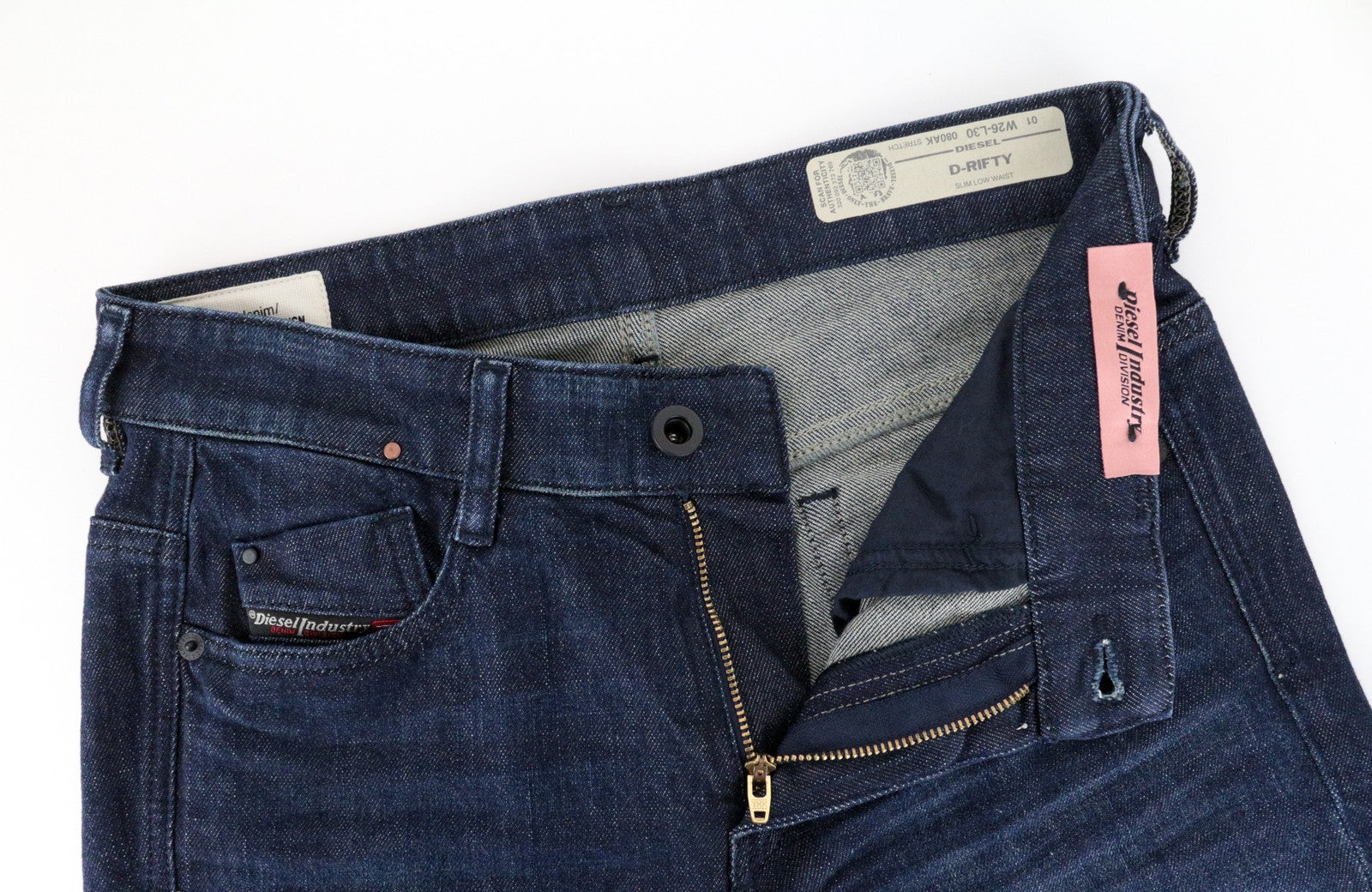 DIESEL D-Rifty 080AK Women Jeans W26/L30 Slim Fit Cotton Stretch Blue Low Waist