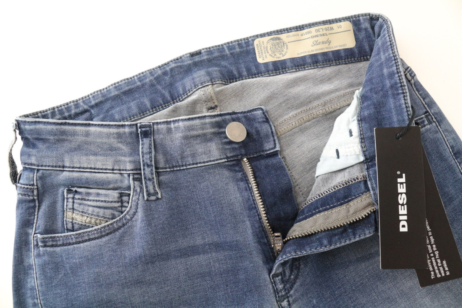 DIESEL Slandy 0681P Women Jeans W26/L30 Super Slim Skinny Blue Cotton Stretch