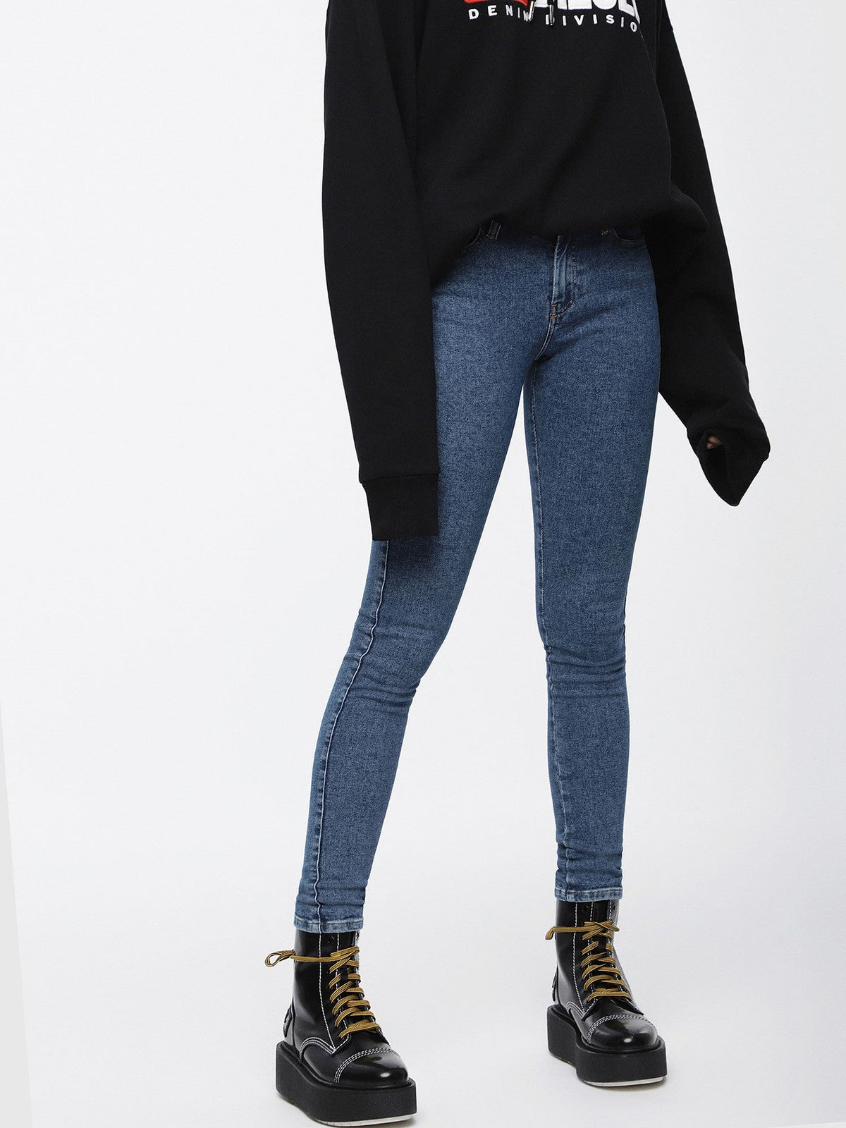 DIESEL Slandy 085AI Women Jeans W31/L32 Super Slim Skinny Blue Denim Stretch