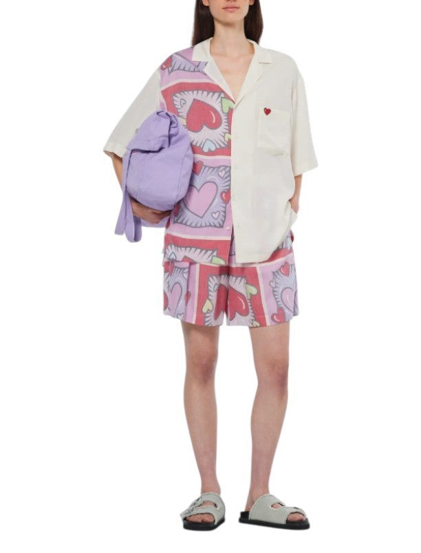 SCOTCH & SODA x Burton Morris Heart Print Women Set L Tencel Shirt & Shorts