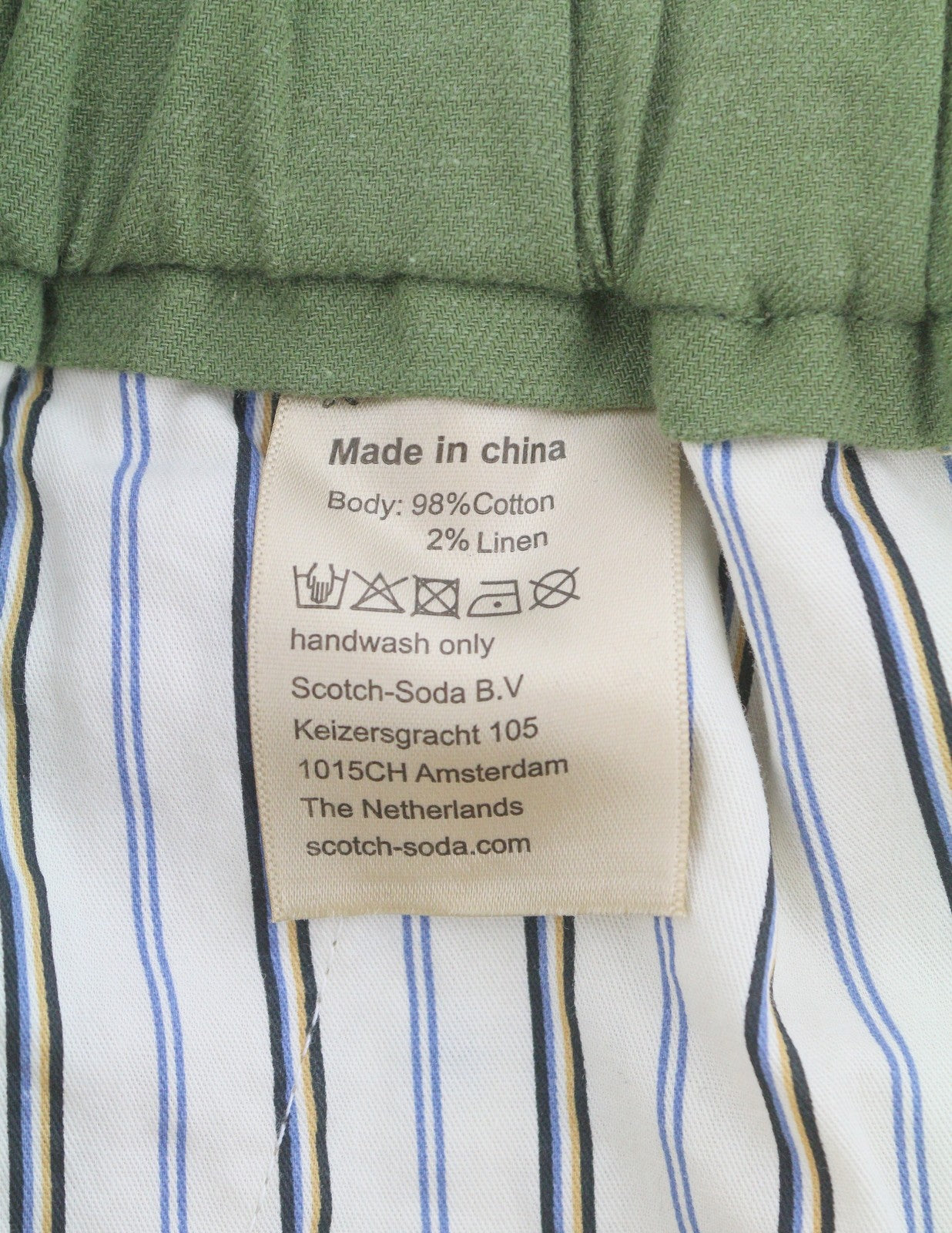 SCOTCH & SODA Men Shorts W31 Beige Linen Blend Relaxed Fit Cargo