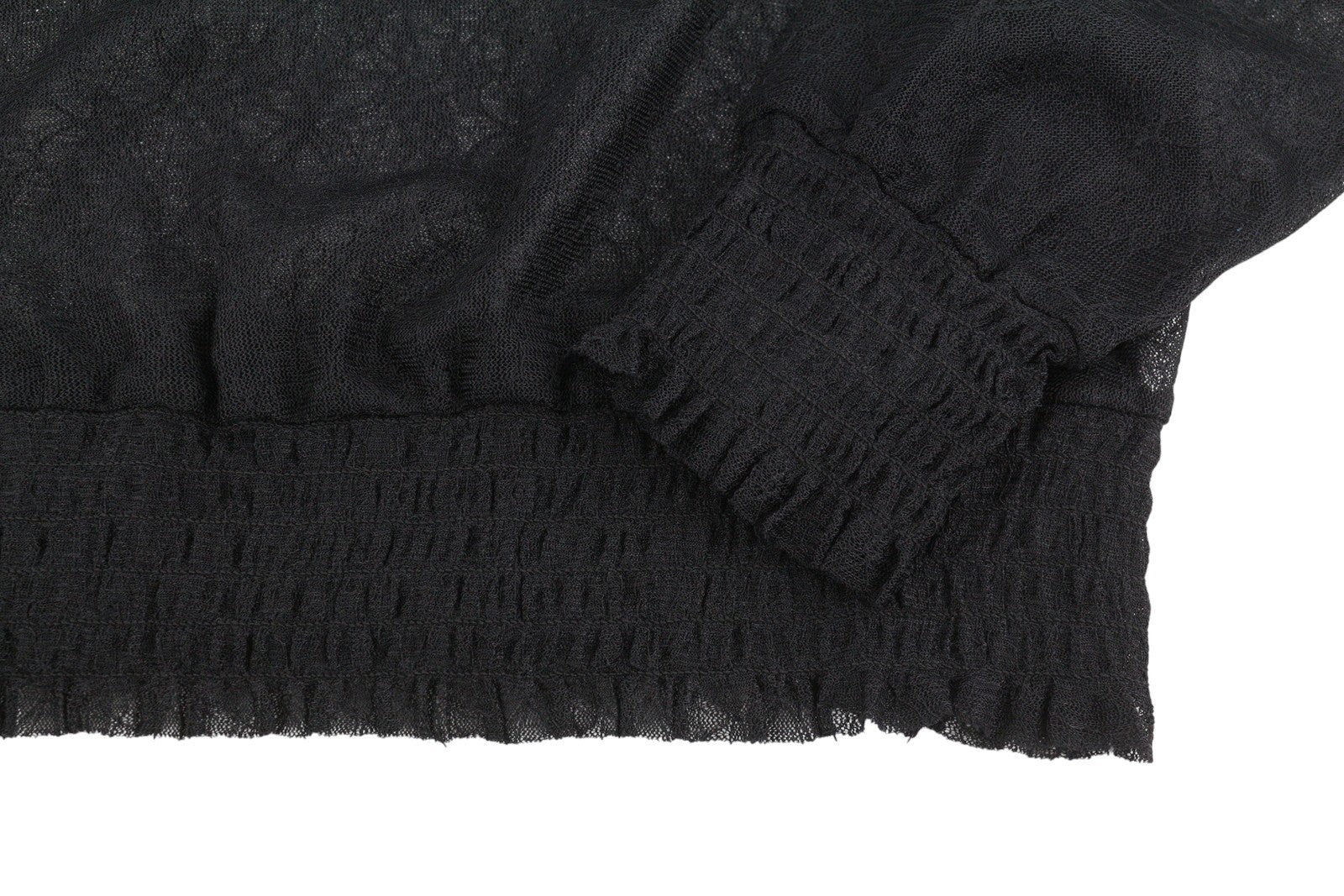 CULTURE Jeamanie Women Blouse M Black Lace Details Transparent Long Sleeved