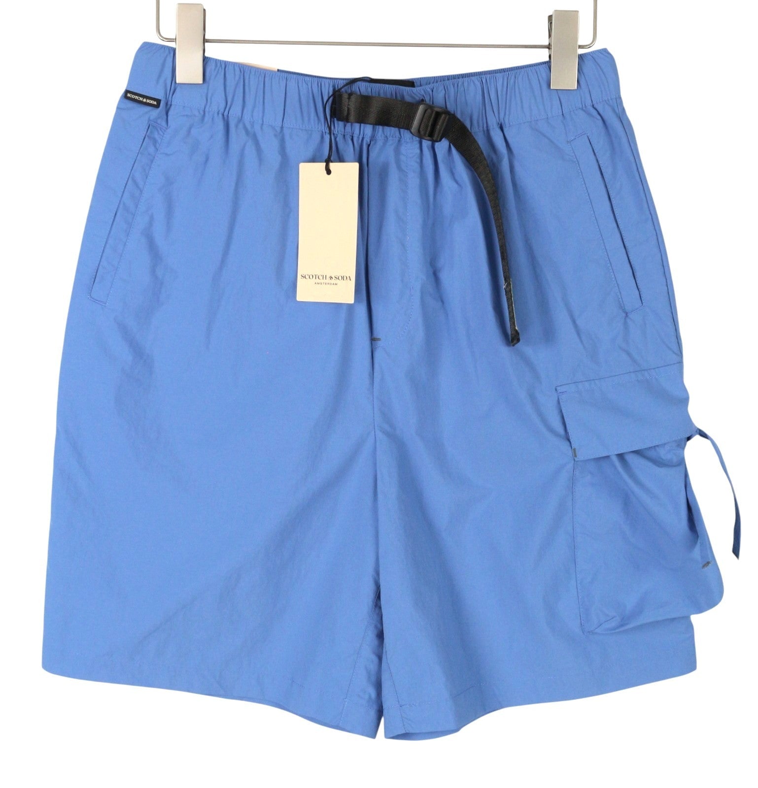 SCOTCH & SODA Wide Fit Men Shorts W31 Blue Cargo Pocket Belted