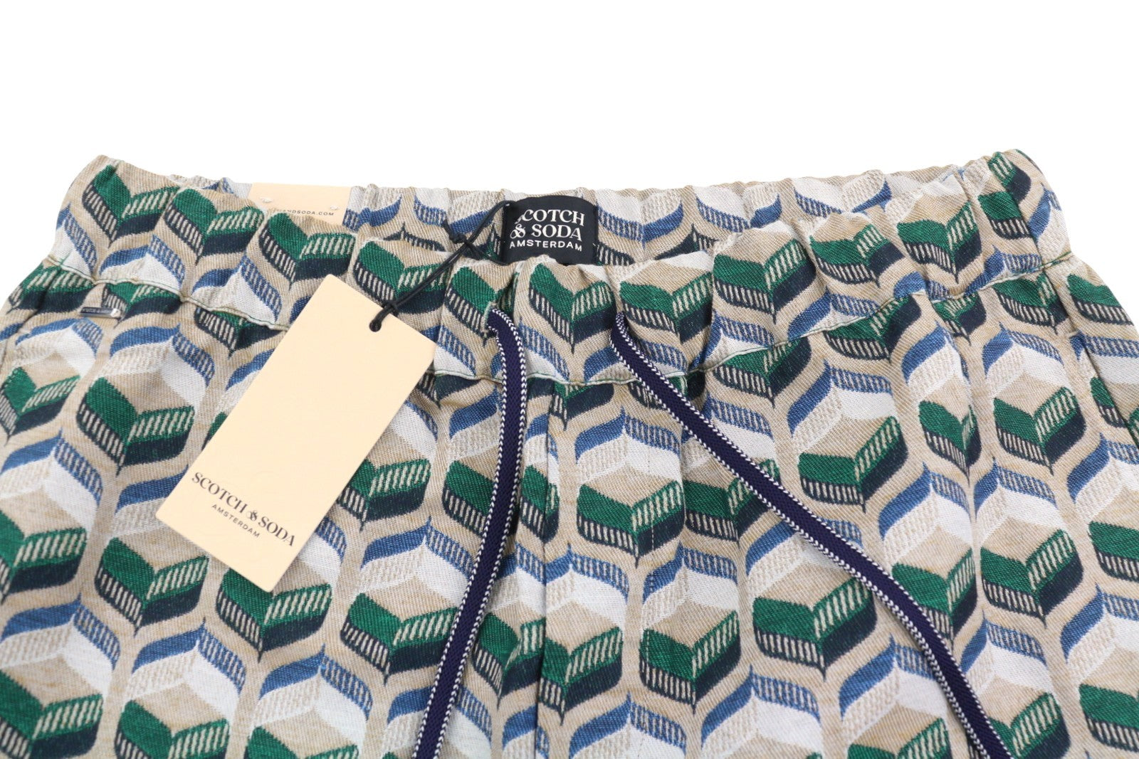 SCOTCH & SODA Relaxed Fit Men Shorts M W32 Retro Shape Beige Embroidered