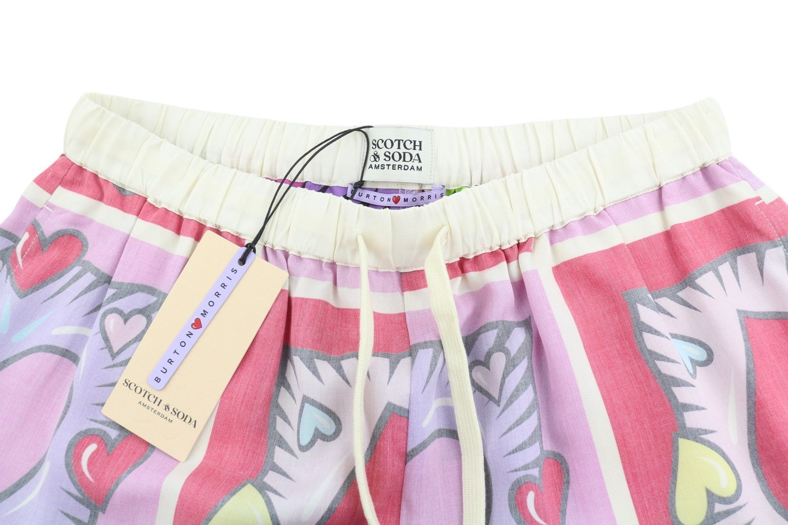 SCOTCH & SODA x Burton Morris Heart Print Women Set L Tencel Shirt & Shorts 2in1