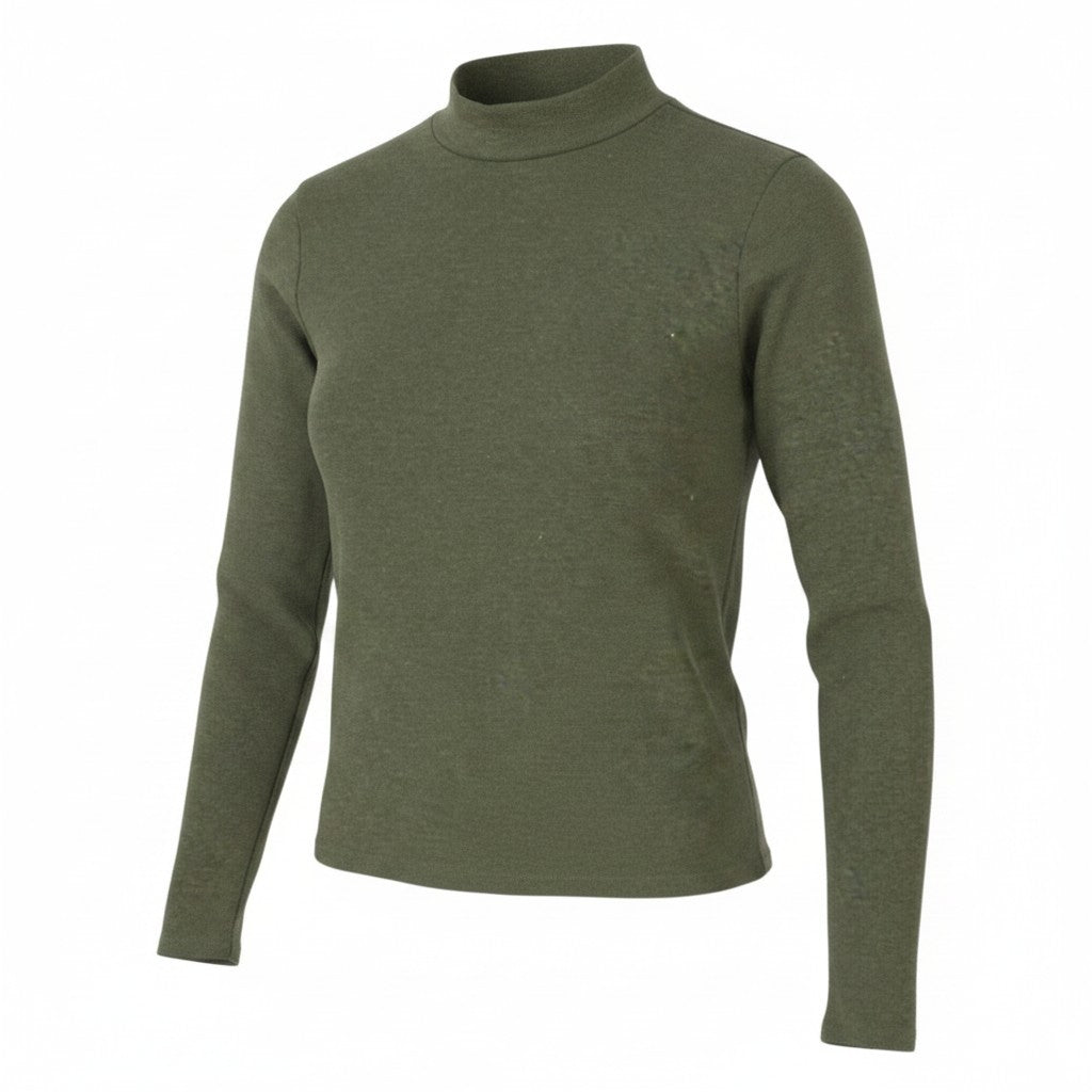 AMERICAN EAGLE OUTFITTERS Women Blouse XS Green Melange Mock Neck Long Sleeve