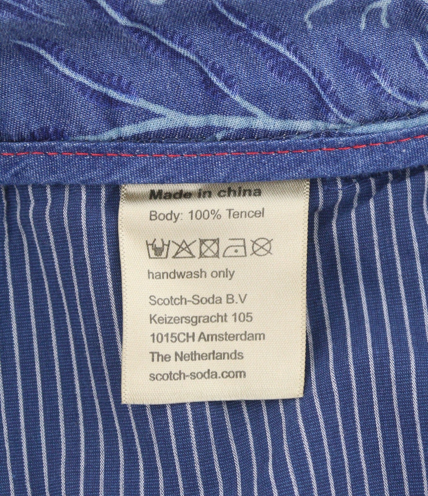 SCOTCH & SODA Twilt Men Shorts W32 Blue Leafs Pattern Loose Fit Stretch Tencel