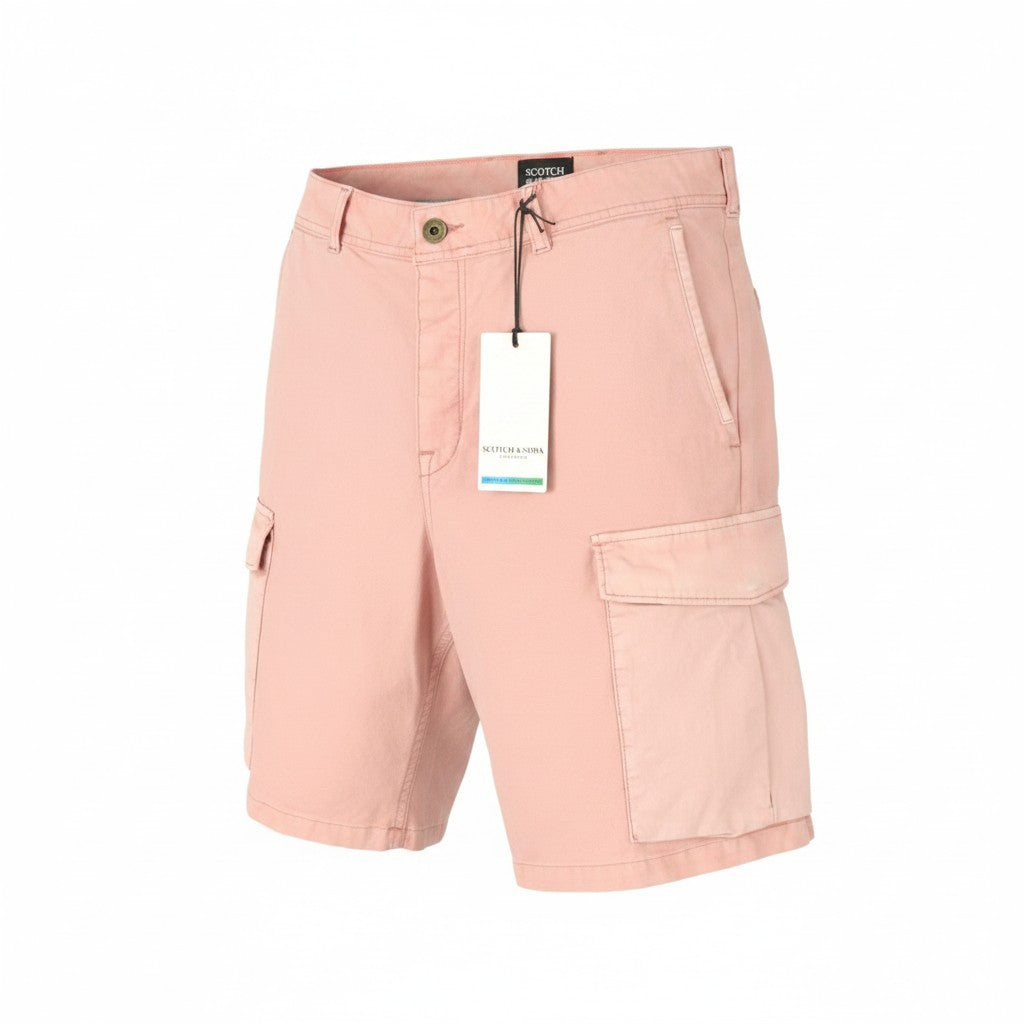 SCOTCH & SODA Men Shorts W32 Pink Flamingo Regular Tapered Fit Cargo