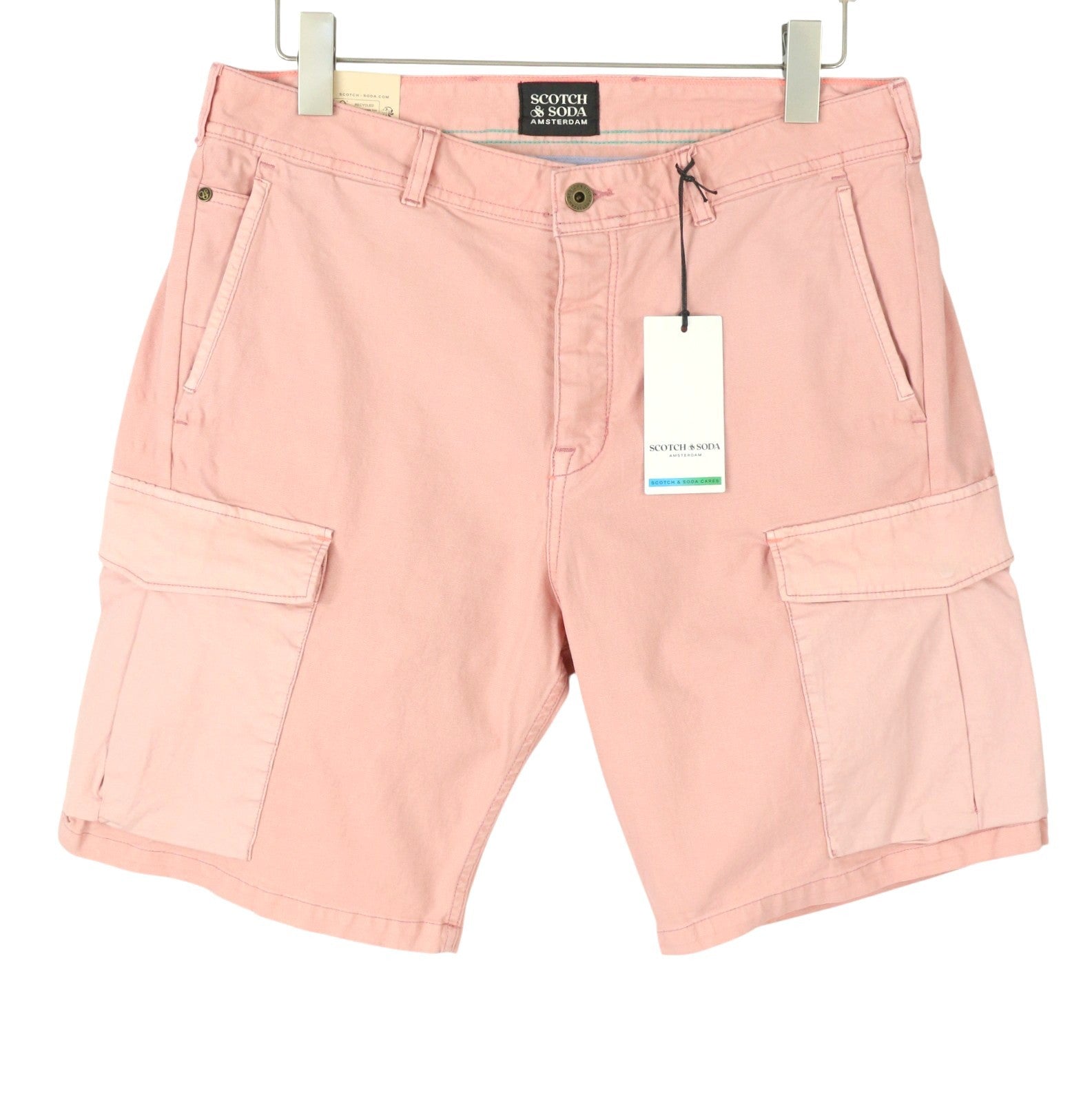 SCOTCH & SODA Men Shorts W32 Pink Flamingo Regular Tapered Fit Cargo