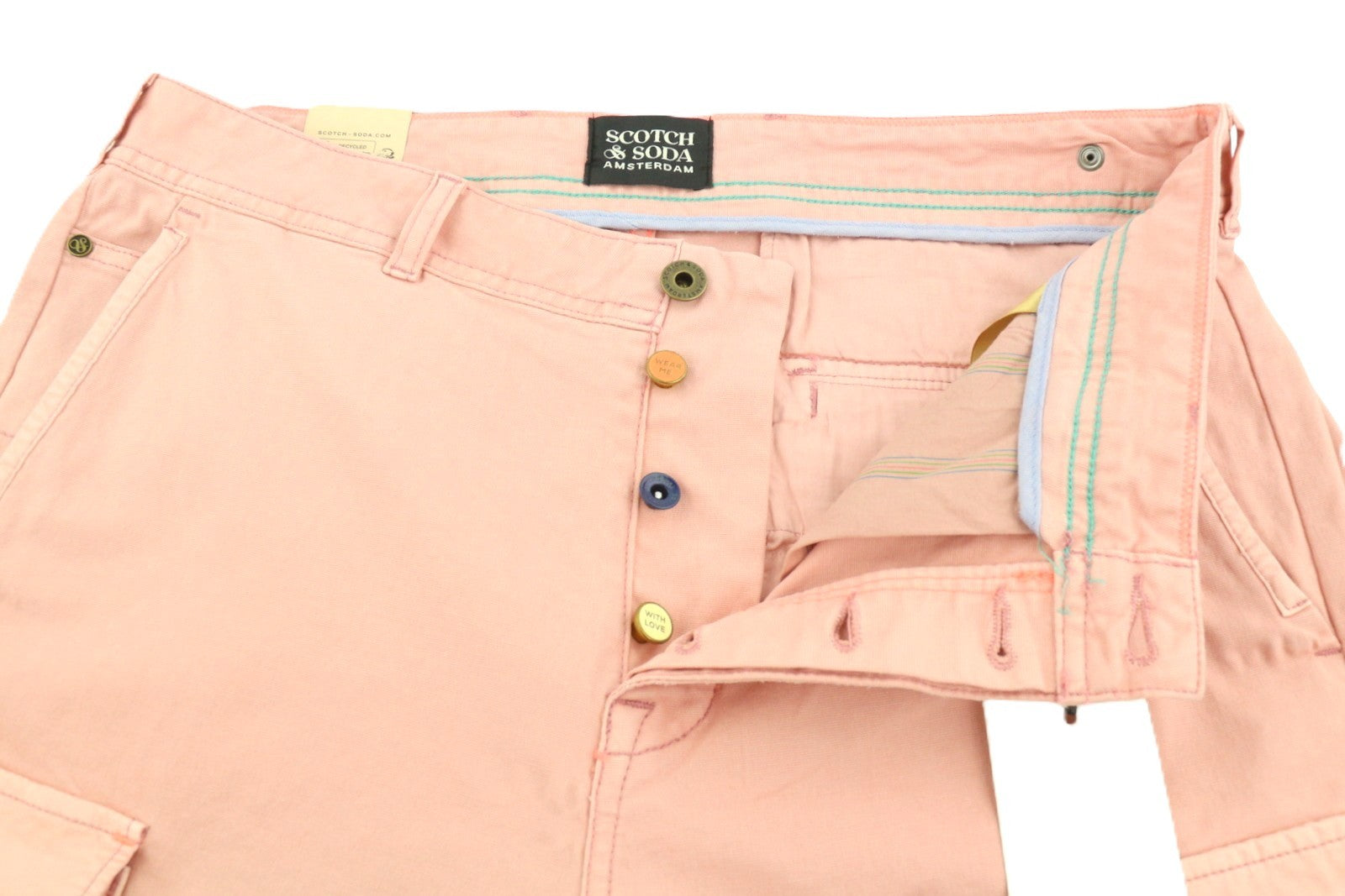 SCOTCH & SODA Men Shorts W32 Pink Flamingo Regular Tapered Fit Cargo