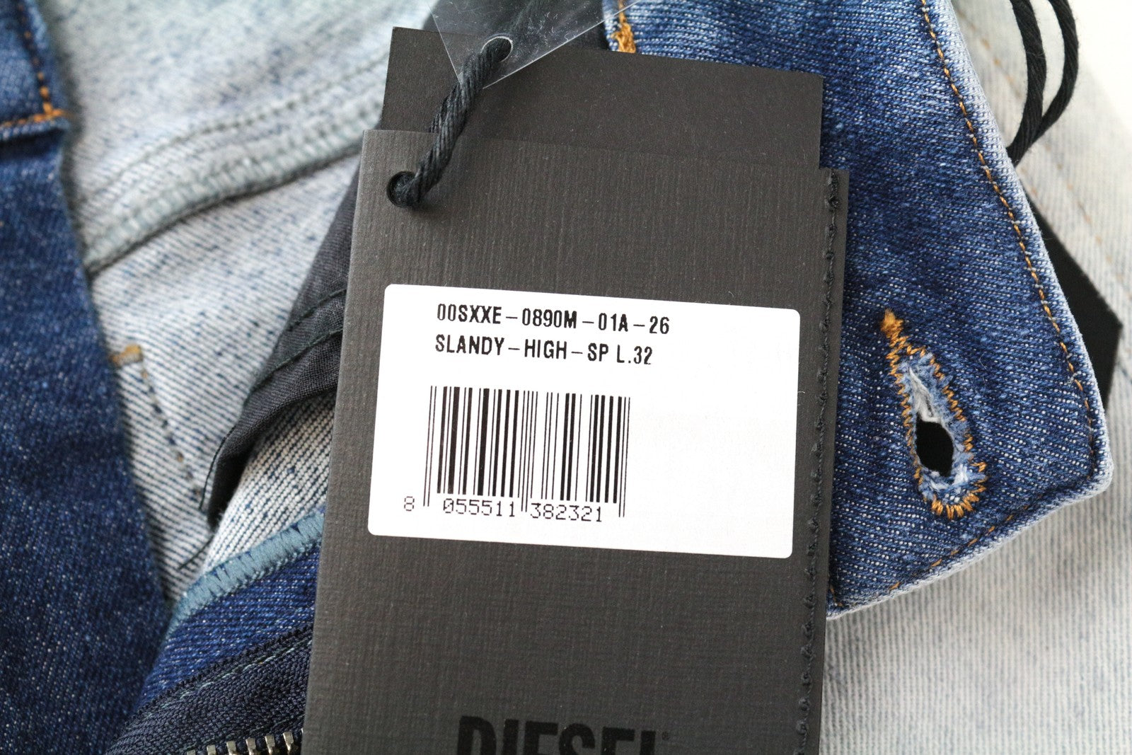 DIESEL Slandy-High-SP 0890M Women Jeans W26/L32 Super Skinny Wash Blue Stretch